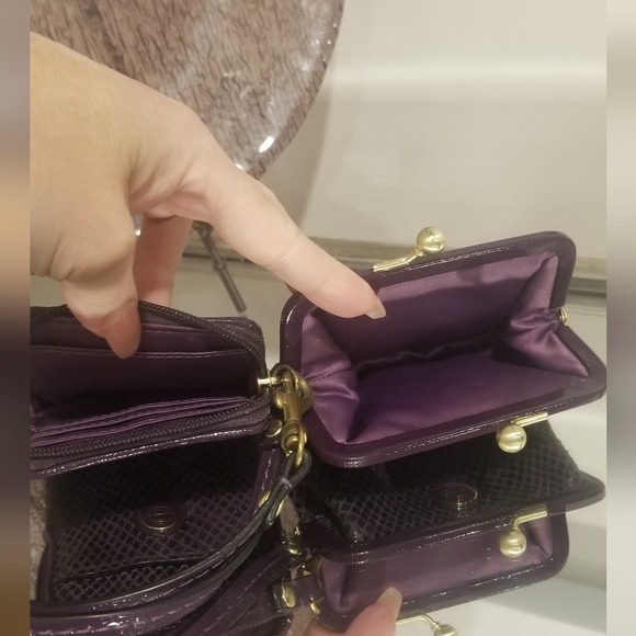 COACH Purple Snake Print Wristlet and Coin Holder. - Picture 3 of 7